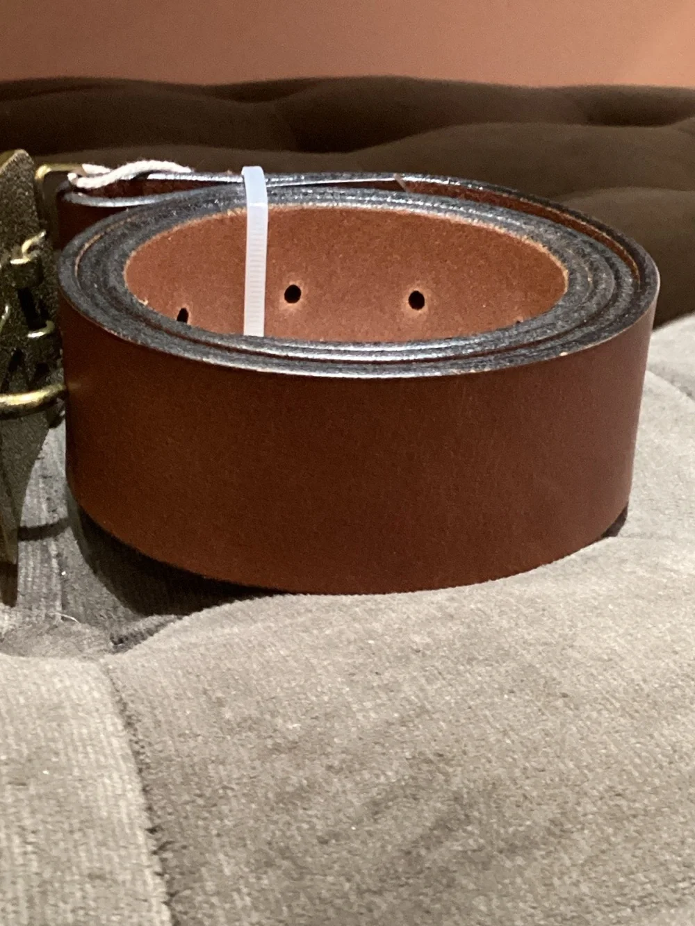 recycle Vuitton Brown Monogram Canvas Belt‎ with Gold Buckle
